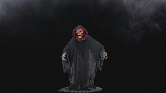 6 Ft. 9" Animated Rising Skeleton Reaper in Hooded Cloak giant Halloween prop decoration
