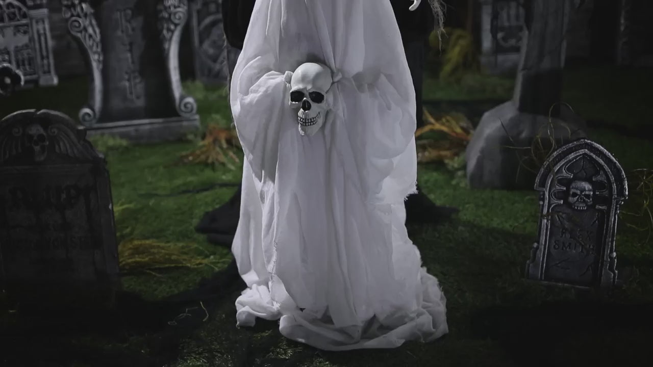 Life Size Raising Ghost with Skeleton Reaper Animated Halloween Prop