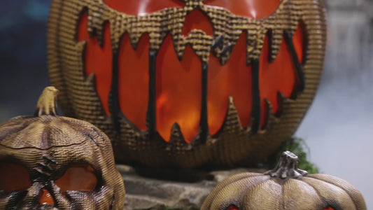 10" Flaming Burlap Pumpkin