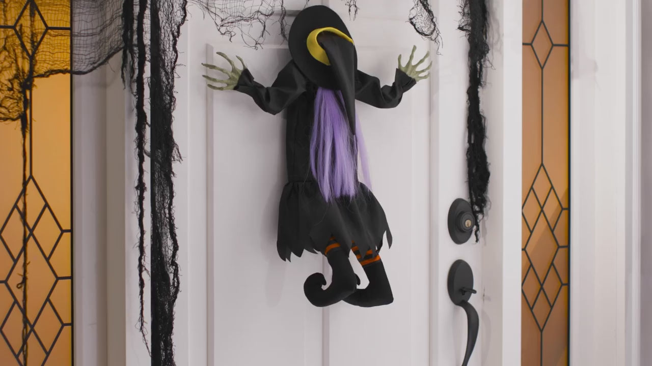 29" Kicking Crashed Witch Animated Halloween Decoration