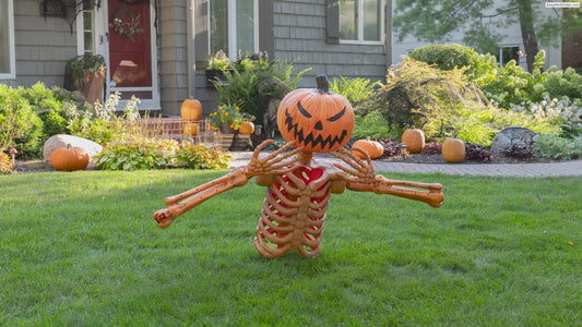 Giant jack o lantern skeleton Groundbreaker Halloween prop decoration