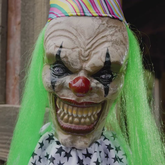 5 Ft 6 in Hanging Killer Clown Animated Halloween Prop