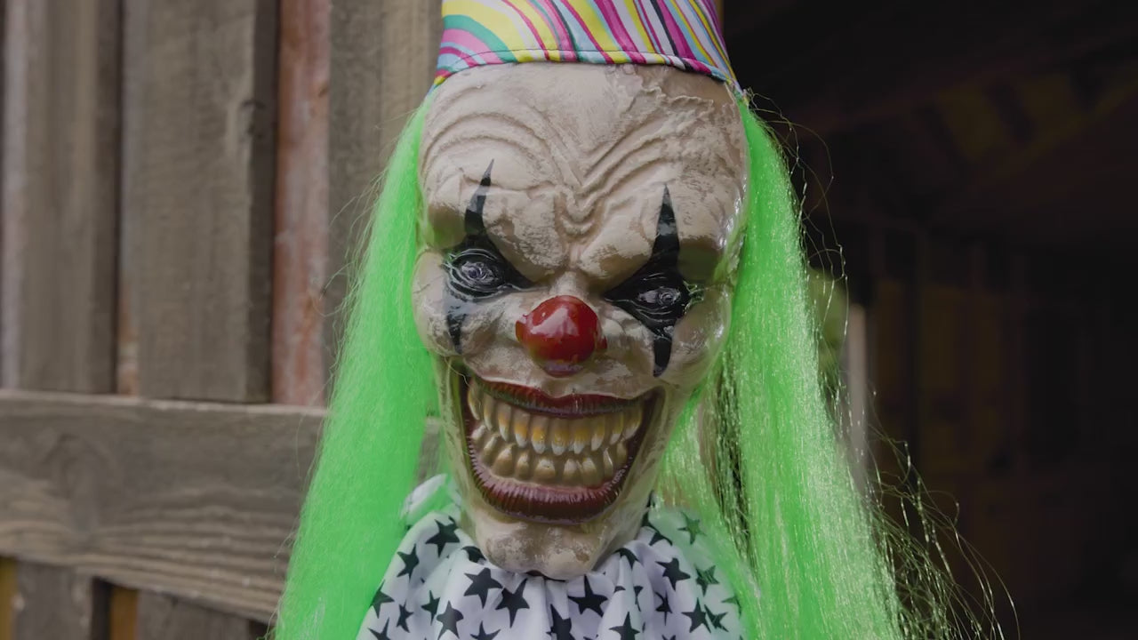 5 Ft 6 in Hanging Killer Clown Animated Halloween Prop