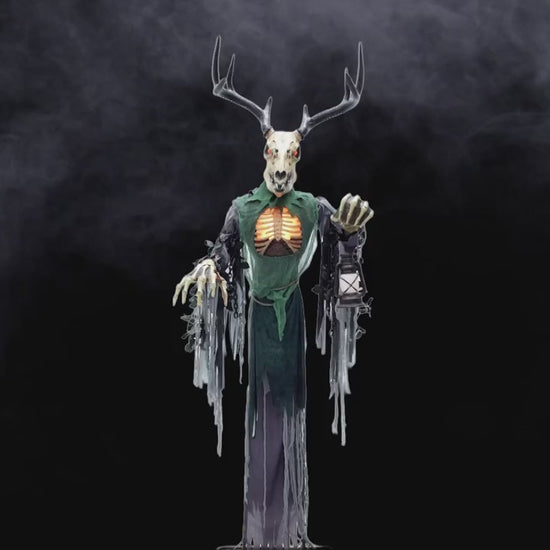 Halloween 2026 - 8 Ft Animated Skeleton Forest Creature with Horns Prop