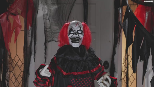 6 Ft Evil Clown Animated Double Head Pop Up halloween prop