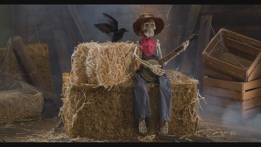 39" Skeleton Playing Banjo Halloween Decor