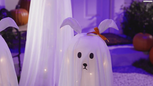 Set of 4 Dog Ghost Family Light Up Halloween Decoration