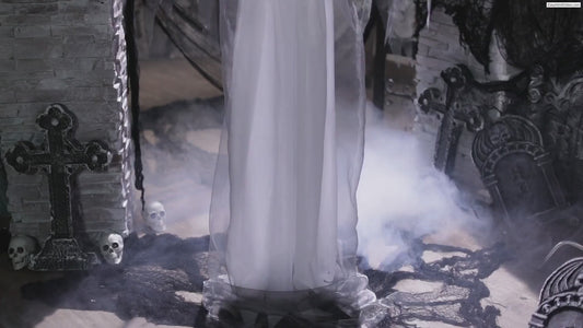 5.6 Ft Animated Cracked Face Ghost Woman Halloween decoration prop