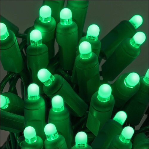 Lux360 D5 green LED Christmas string lights with bright even illumination
