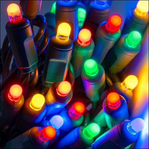 70 LED Lux360 D5 multicolor Christmas string lights on green wire