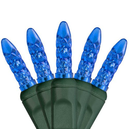 70 LED M5 blue Christmas string lights on green wire