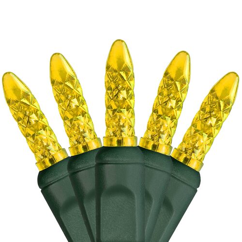 70 LED M5 gold Christmas string lights on green wire