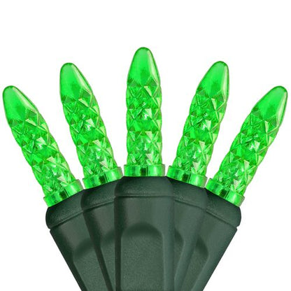 70 LED M5 green Christmas string lights on green wire