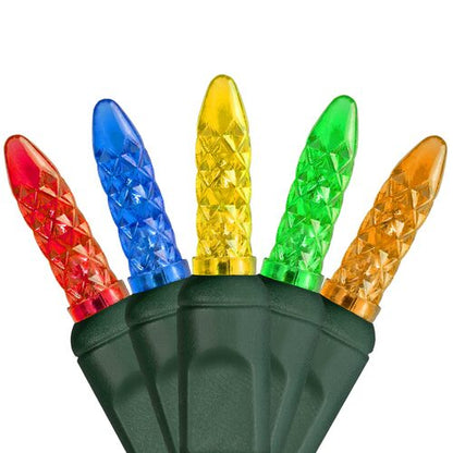 70 LED M5 multicolor Christmas string lights with amber on green wire