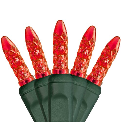 70 LED M5 red Christmas string lights on green wire