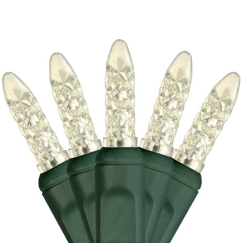 70 LED M5 warm white Christmas string lights on green wire