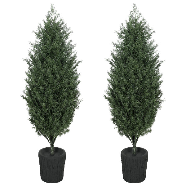 4 Ft Artificial Cedar Topiary Christmas Trees, Set of 2 – product image