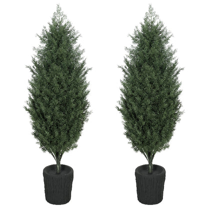 4 Ft Artificial Cedar Topiary Christmas Trees, Set of 2 – product image