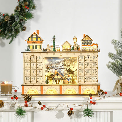 Lighted Wooden Christmas Village Advent Calendar with 24 Drawers – additional product view 8