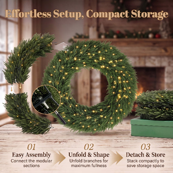 48 Inch Pre-Lit Norfolk Pine Christmas Wreath – additional product view 7