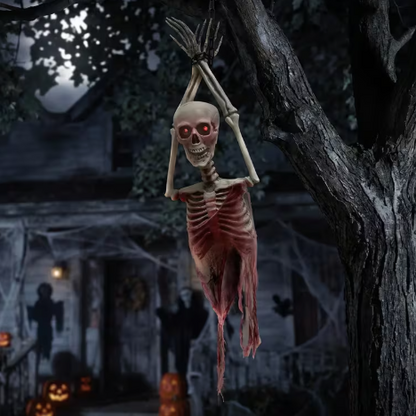 Hanging Chained Skeleton Torso Lighted corpse Halloween prop
