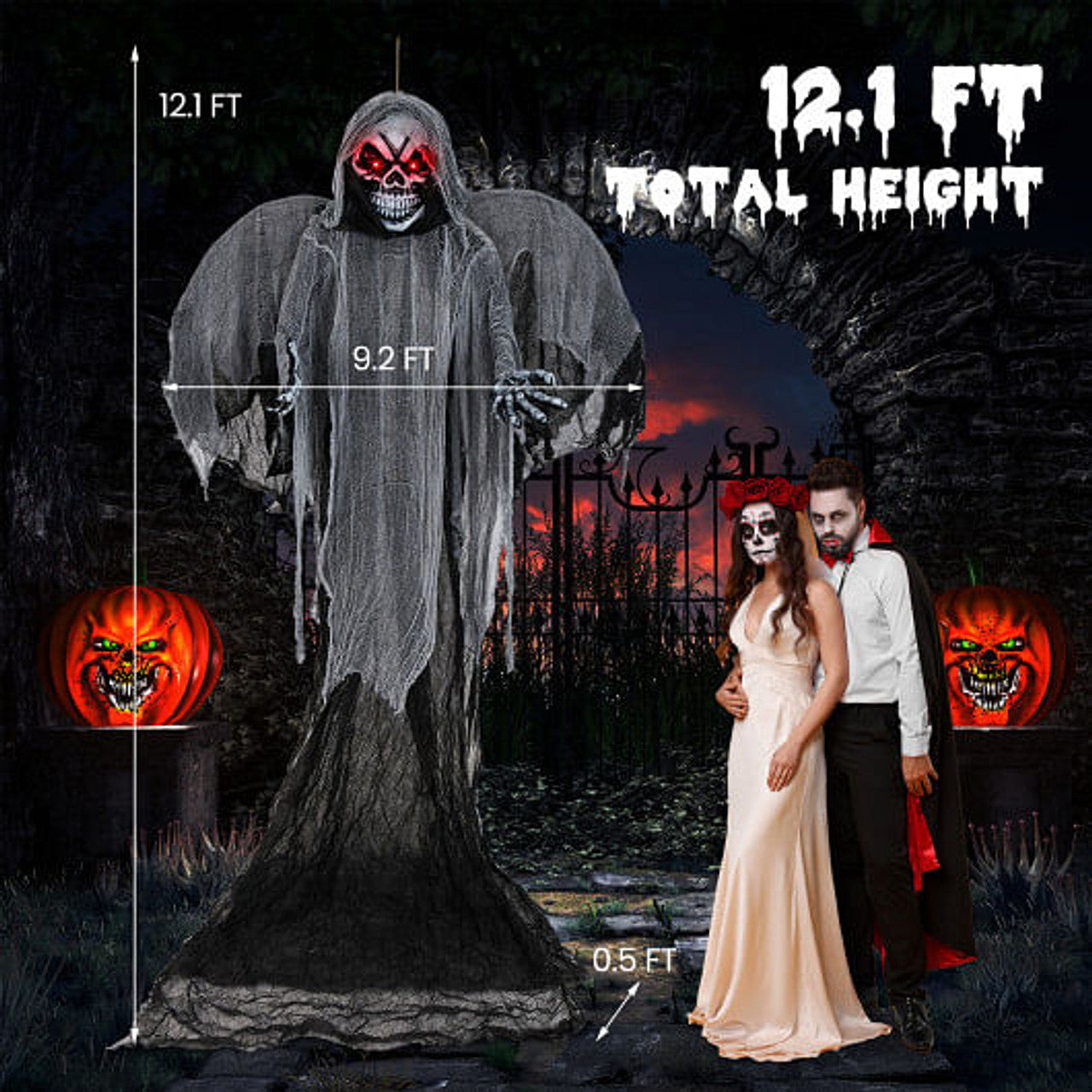 12 Ft Skeleton Ghost Lights & Sound