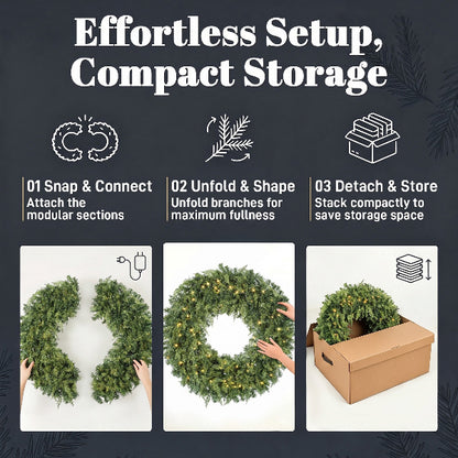 36 Inch Pre-Lit Cedar Christmas Wreath – additional product view 7