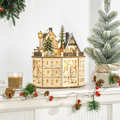Lighted Wooden Christmas Village Advent Calendar with 24 Drawers – Second Design – additional product view 8