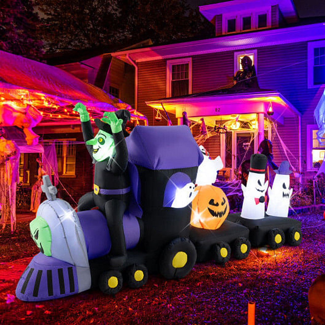 8 Ft Inflatable Pumpkin Ghost Train