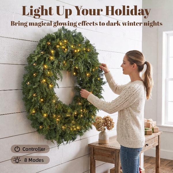 48 Inch Pre-Lit Cedar Christmas Wreath – additional product view 5