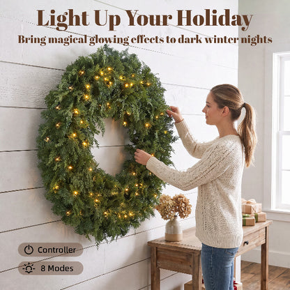 48 Inch Pre-Lit Cedar Christmas Wreath – additional product view 5