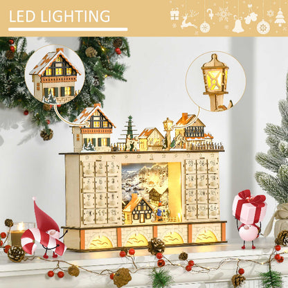 Lighted Wooden Christmas Village Advent Calendar with 24 Drawers – additional product view 4