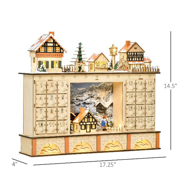 Lighted Wooden Christmas Village Advent Calendar with 24 Drawers – additional product view 3